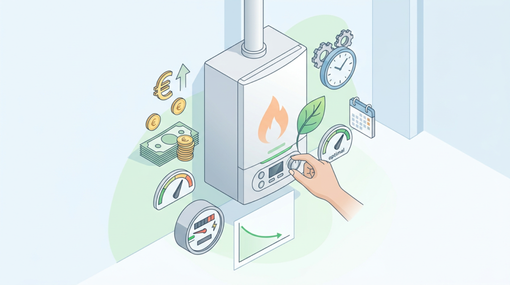 Visuel d'économies d'énergie générant des économies financières avec une chaudière Gaz THPE