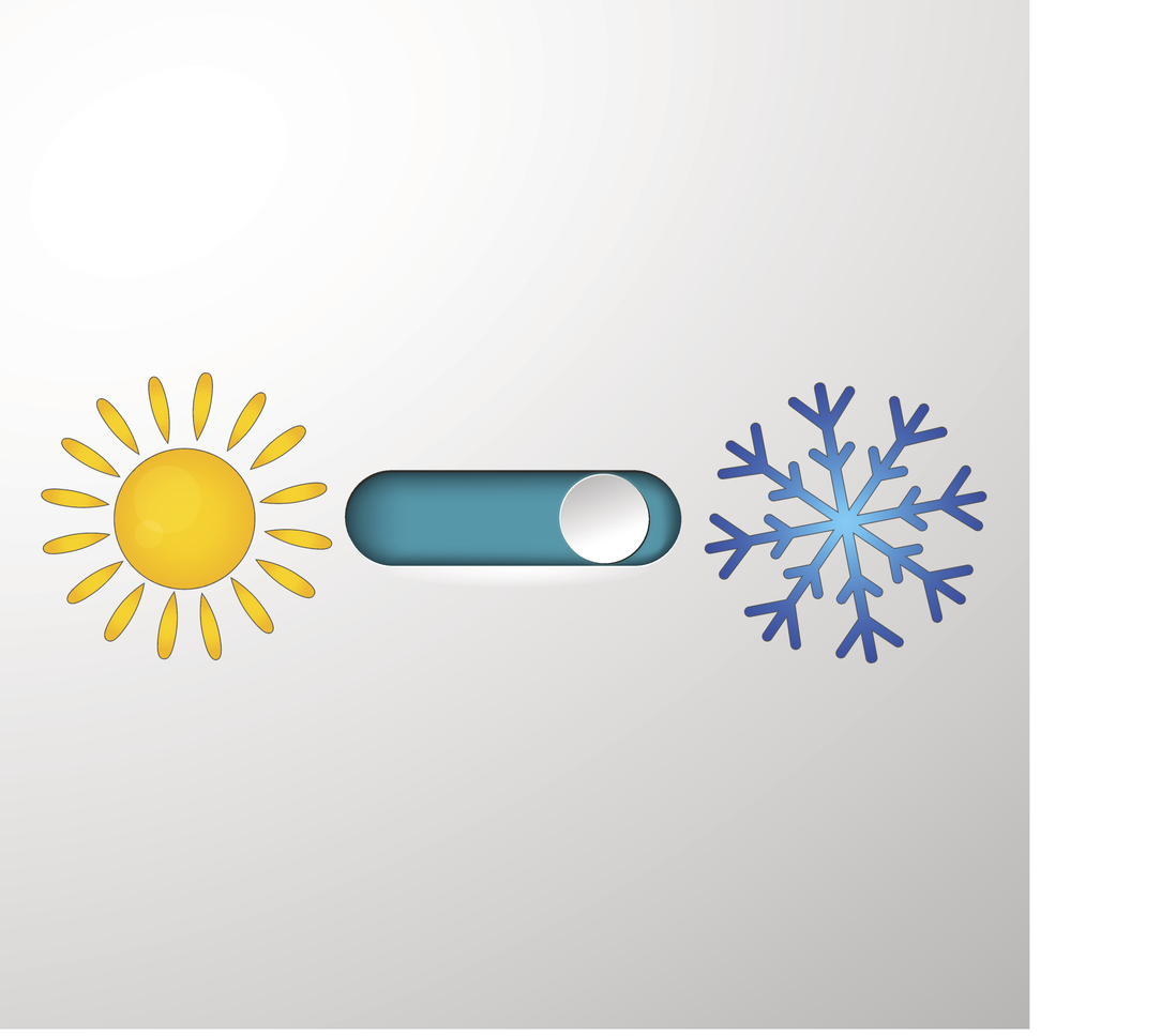 Un interrupteur basculant entre le soleil et le flocon de neige.